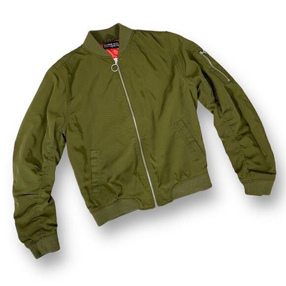 Cotton On The Bomber Jacket Green 8 Military Flight - Picture 15 of 15
